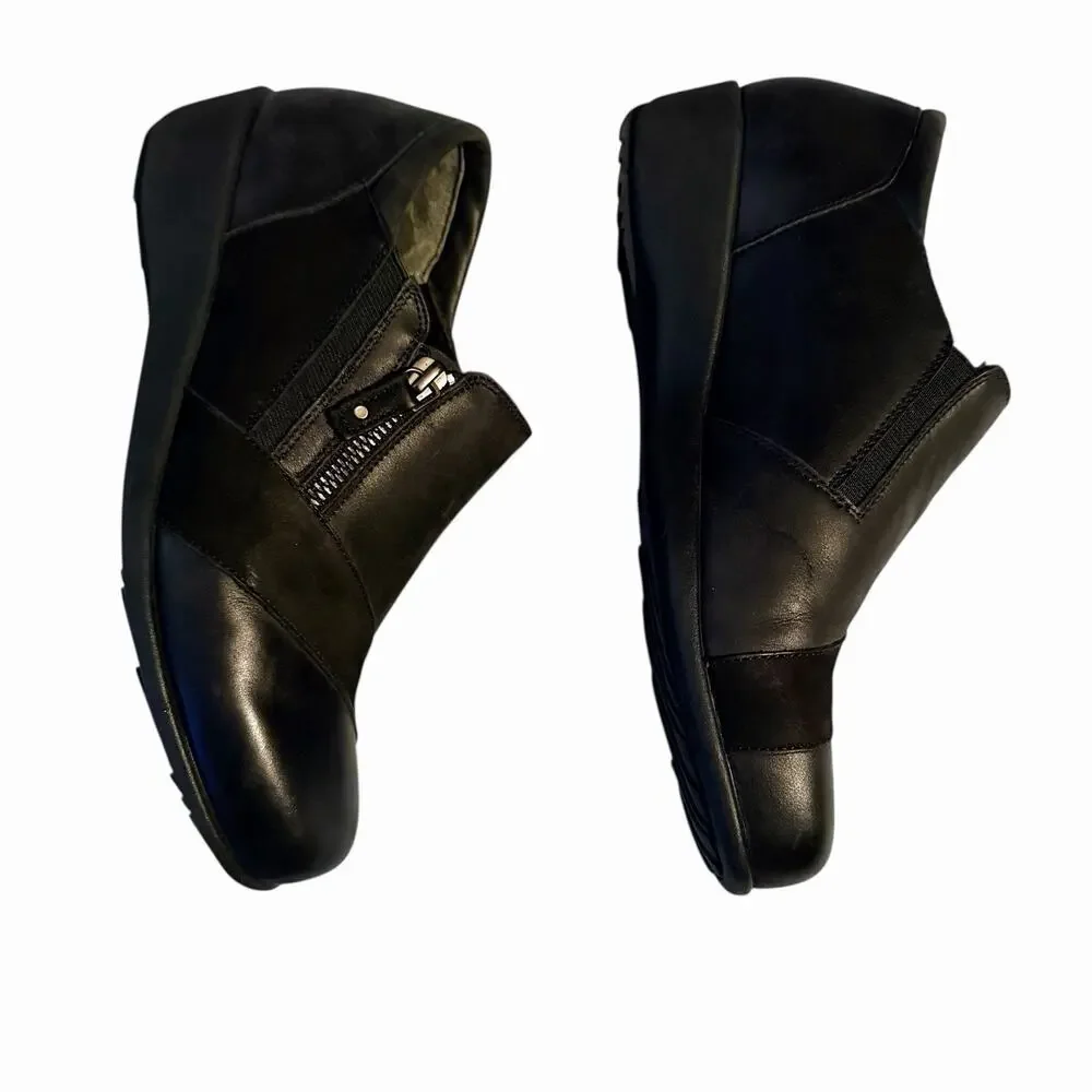 Ziera Sage Women’s Black Leather Comfort Shoes EU 38 / US 7.5–8 Side Zip Nursing